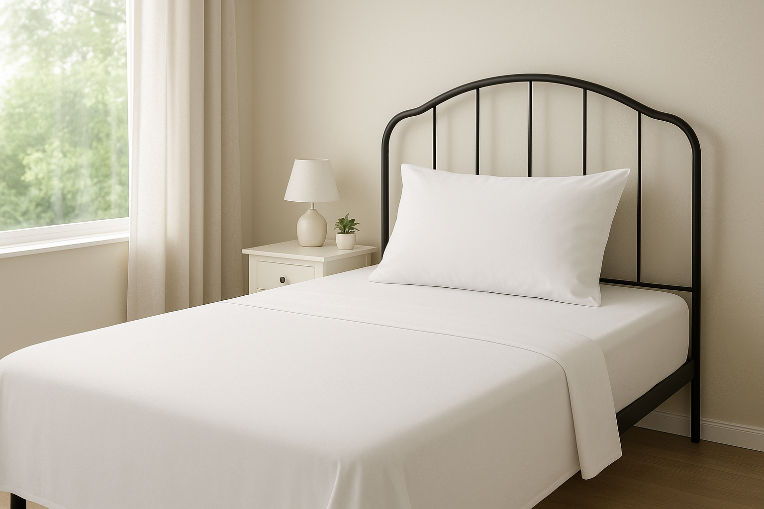 طقم ملاءات سرير مفرد من ثلاث قطع (مزيج قطني) ناعم ومريح